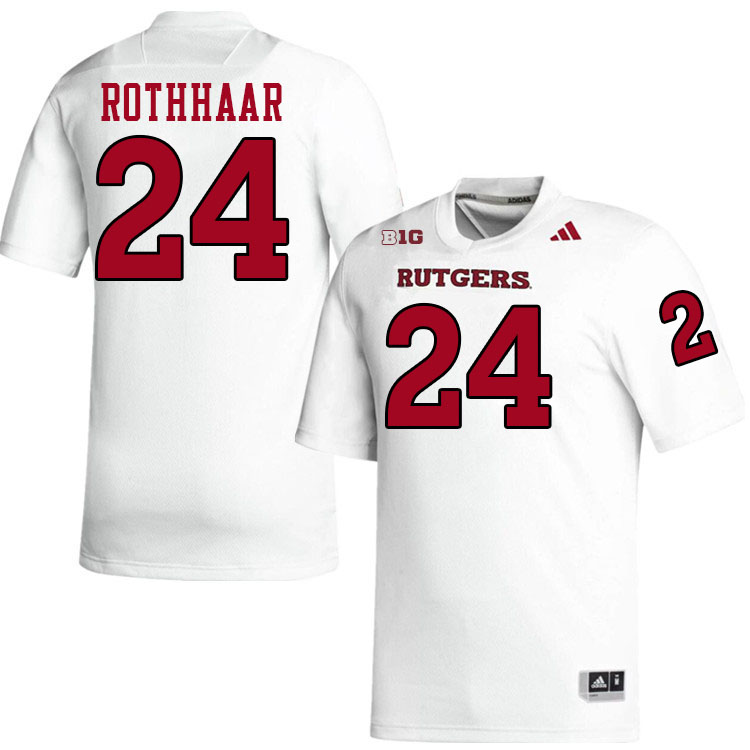 Rutgers Scarlet Knights #24 Ben Rothhaar College Football Jerseys Stitched-White Rutgers Scarlet Knights #24 Ben Rothhaar College Football Jerseys Stitched-White